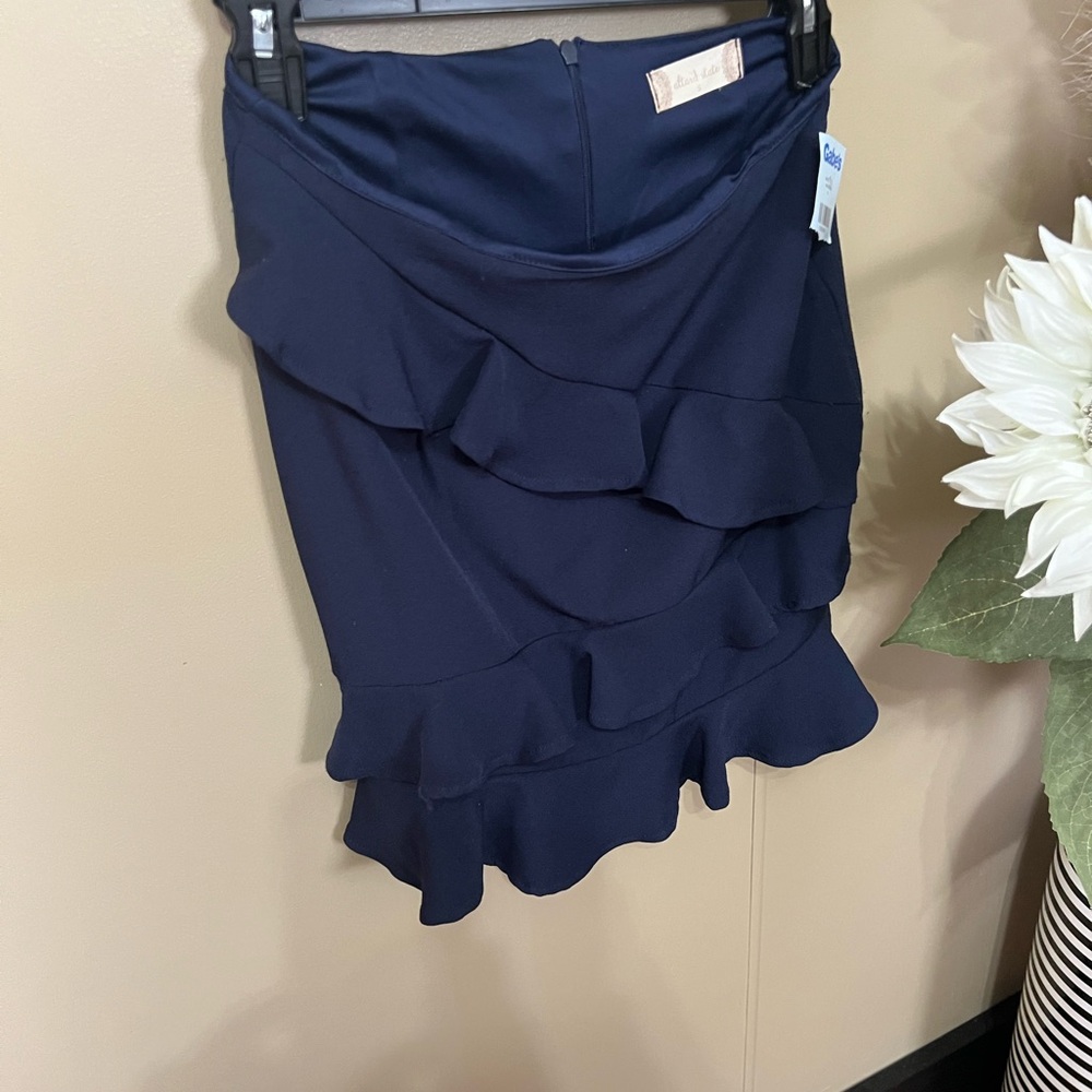 Altar'd State Navy Ruffle Mini Skirt